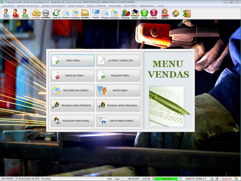 Imagem do Programa Serralheria, Agendamento e Financeiro 4.3 Plus