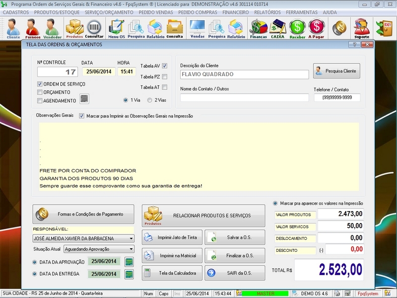 Programa Ordem de Servi�o Geral v4.6 - FpqSystem e Virtual Programas