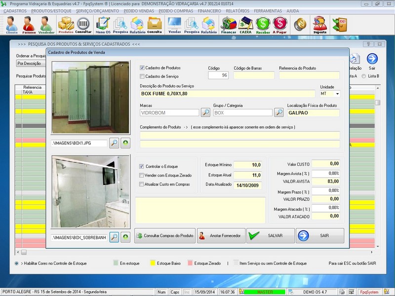 TELA DO PROGRAMA OS VIDRA�ARIA 4.7