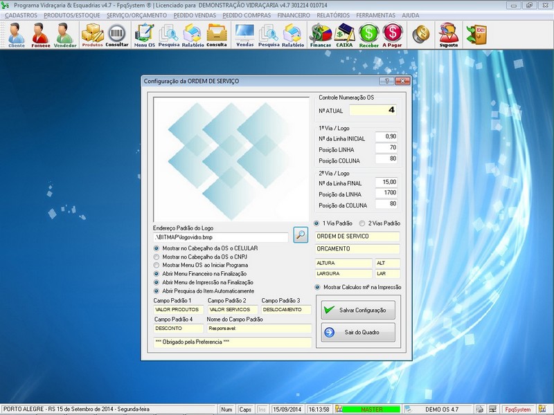 TELA DO PROGRAMA OS VIDRA�ARIA 4.7