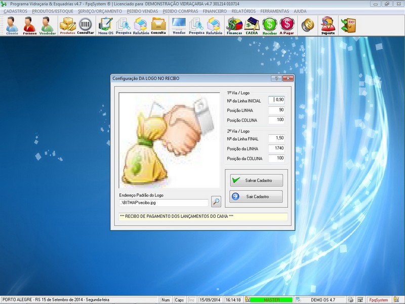 TELA DO PROGRAMA OS VIDRA�ARIA 4.7
