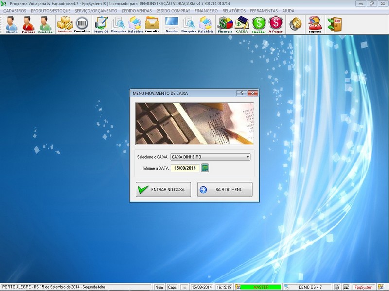 TELA DO PROGRAMA OS VIDRA�ARIA 4.7