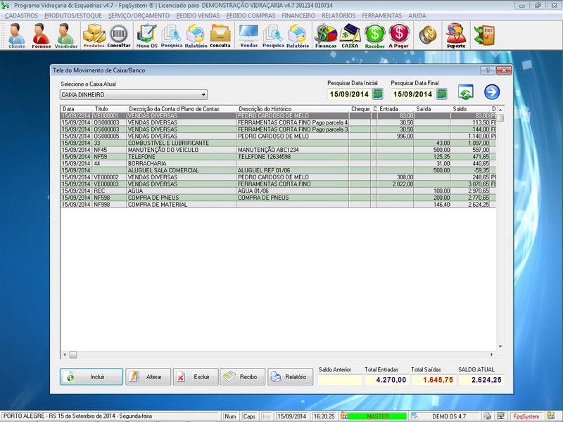 TELA DO PROGRAMA OS VIDRA�ARIA 4.7