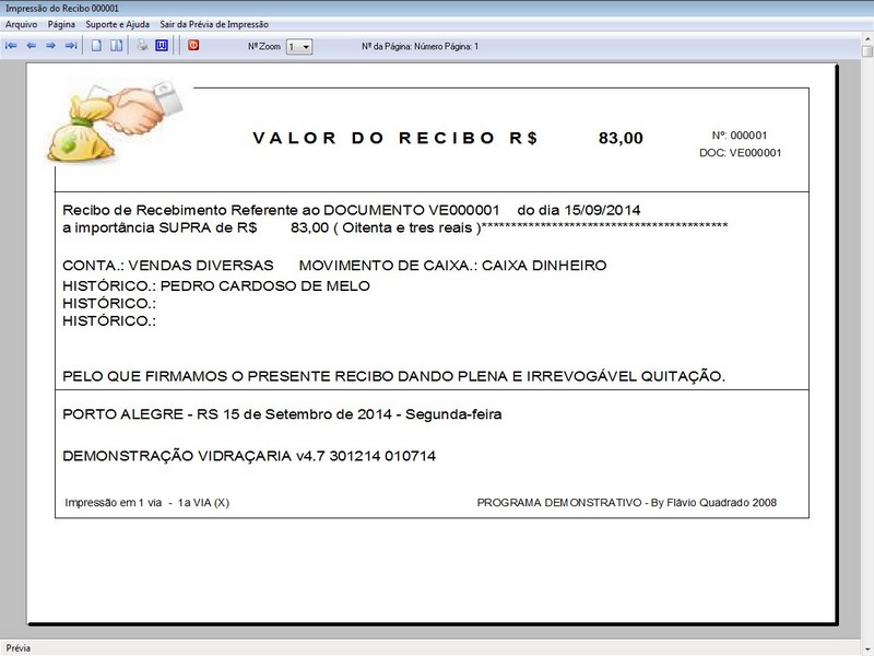 TELA DO PROGRAMA OS VIDRA�ARIA 4.7