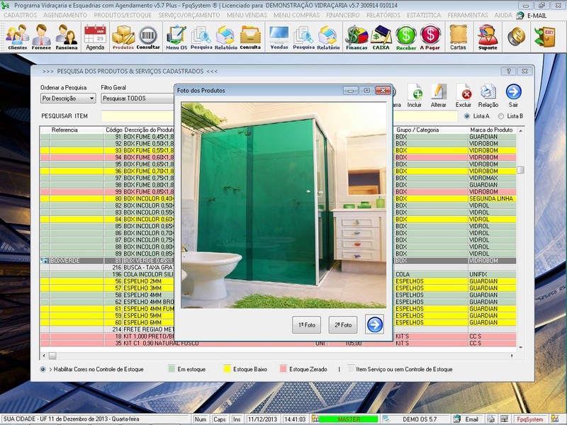 Imagens do Programa Vidra�aria e Esquadria v5.7 Plus