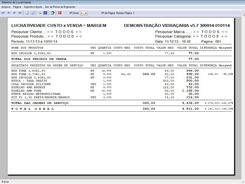 Imagens do Programa Vidra�aria e Esquadria v5.7 Plus