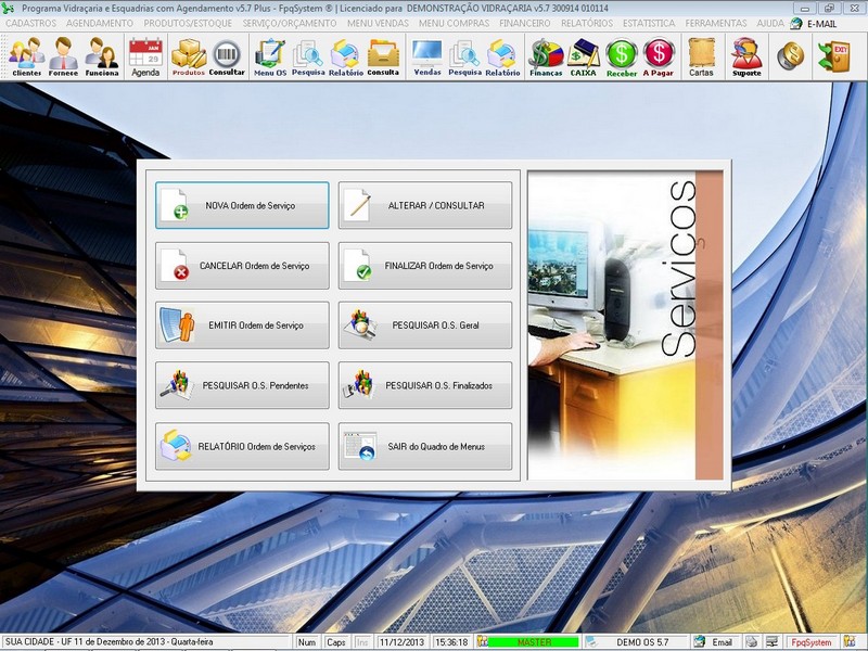 Imagens do Programa Vidra�aria e Esquadria v5.7 Plus