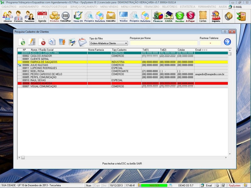 Imagens do Programa Vidra�aria e Esquadria v5.7 Plus