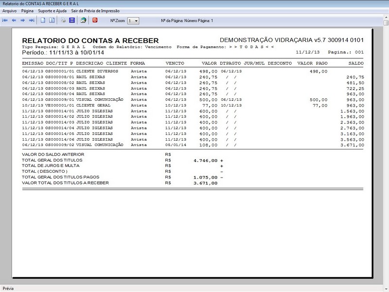 Imagens do Programa Vidra�aria e Esquadria v5.7 Plus