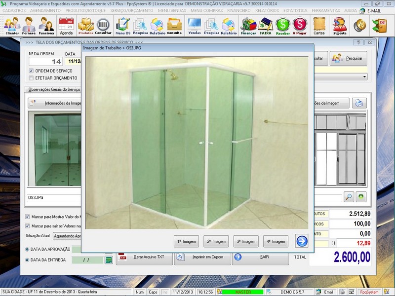 Imagens do Programa Vidra�aria e Esquadria v5.7 Plus