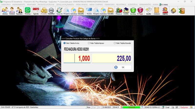 Imagem do Programa Serralheria, Agendamento e Financeiro 6.3 Plus
