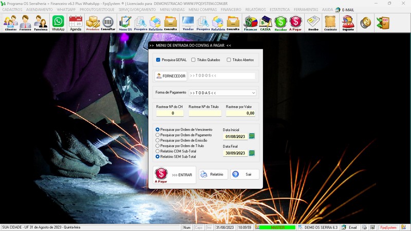 Imagem do Programa Serralheria, Agendamento e Financeiro 6.3 Plus