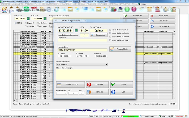 Imagens do Programa Servi�os Gerais v6.6 Plus