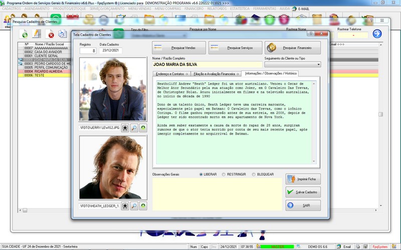 Imagens do Programa Servi�os Gerais v6.6 Plus