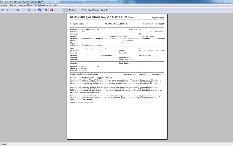 Imagens do Programa Servi�os Gerais v6.6 Plus