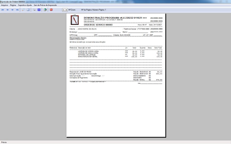 Imagens do Programa Servi�os Gerais v6.6 Plus