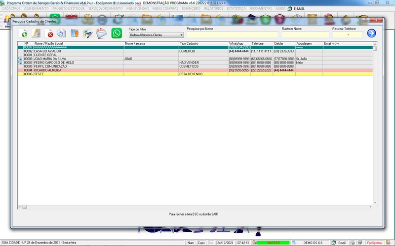 Imagens do Programa Servi�os Gerais v6.6 Plus