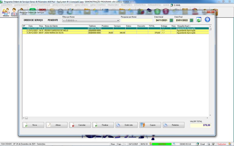 Imagens do Programa Servi�os Gerais v6.6 Plus