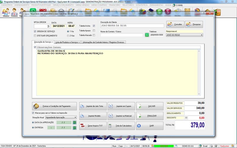 Imagens do Programa Servi�os Gerais v6.6 Plus