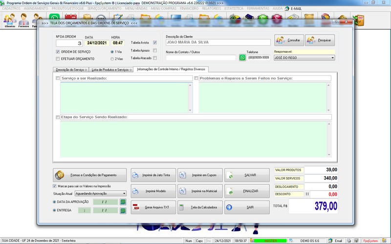 Imagens do Programa Servi�os Gerais v6.6 Plus