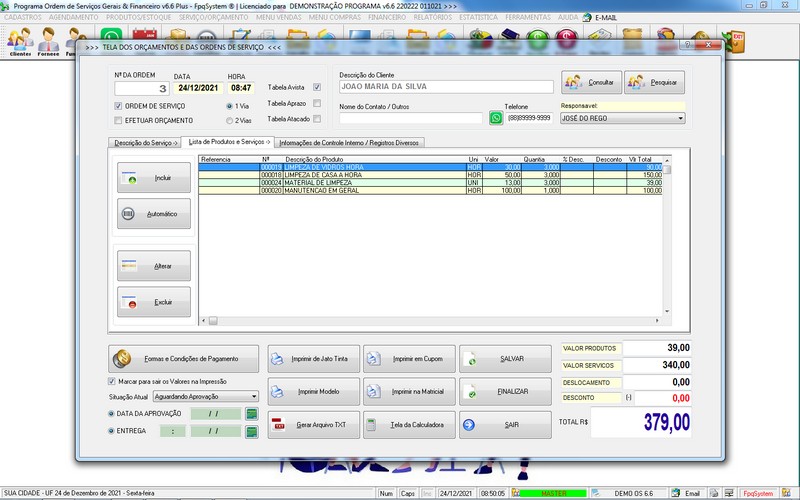 Imagens do Programa Servi�os Gerais v6.6 Plus