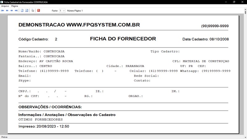 Imagens do Programa Vidra�aria e Esquadria v6.7 Plus