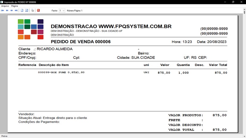 Imagens do Programa Vidra�aria e Esquadria v6.7 Plus