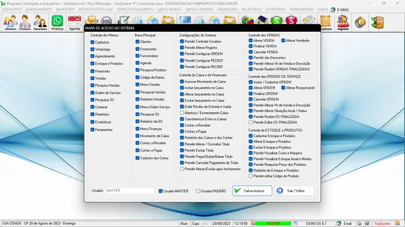 Imagens do Programa Vidra�aria e Esquadria v6.7 Plus