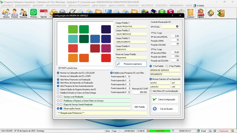 Imagens do Programa Vidra�aria e Esquadria v6.7 Plus