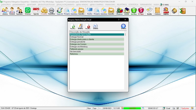 Imagens do Programa Vidra�aria e Esquadria v6.7 Plus