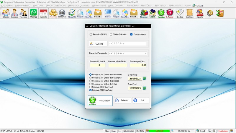 Imagens do Programa Vidra�aria e Esquadria v6.7 Plus