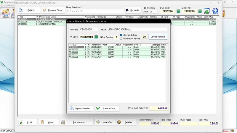 Imagens do Programa Vidra�aria e Esquadria v6.7 Plus