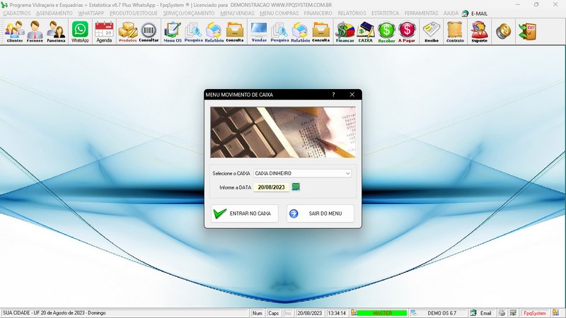 Imagens do Programa Vidra�aria e Esquadria v6.7 Plus