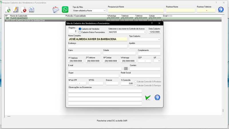 Imagens do Programa Vidra�aria e Esquadria v6.7 Plus