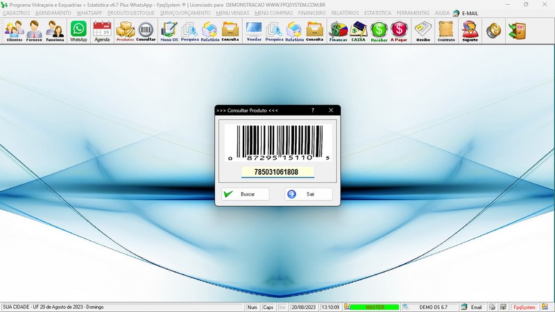 Imagens do Programa Vidra�aria e Esquadria v6.7 Plus
