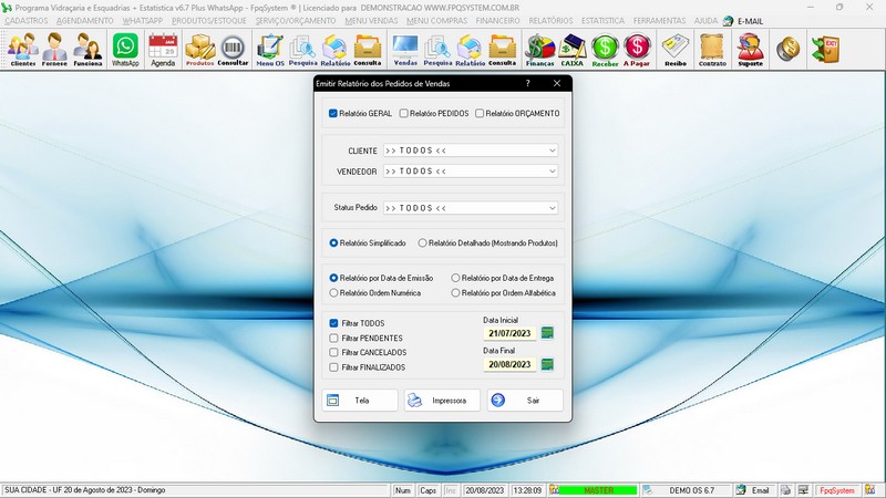 Imagens do Programa Vidra�aria e Esquadria v6.7 Plus