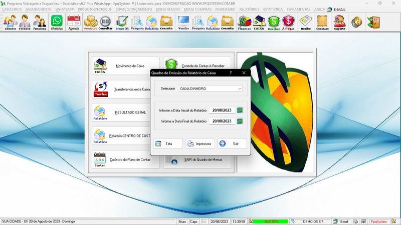 Imagens do Programa Vidra�aria e Esquadria v6.7 Plus