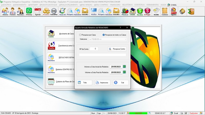 Imagens do Programa Vidra�aria e Esquadria v6.7 Plus