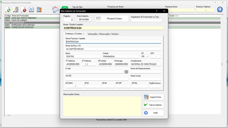 Imagens do Programa Vidra�aria e Esquadria v6.7 Plus