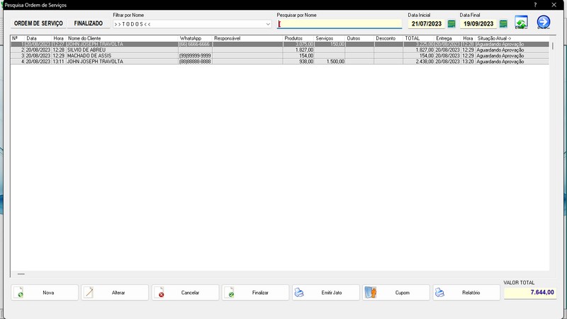 Imagens do Programa Vidra�aria e Esquadria v6.7 Plus