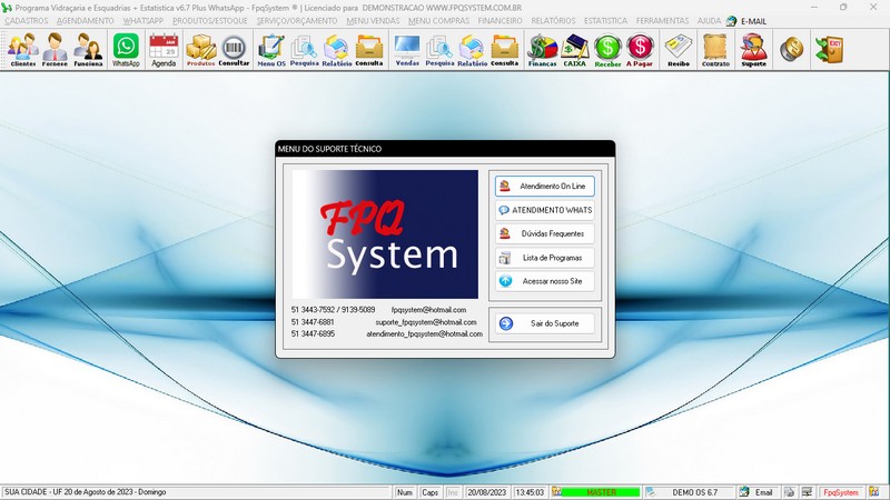 Imagens do Programa Vidra�aria e Esquadria v6.7 Plus