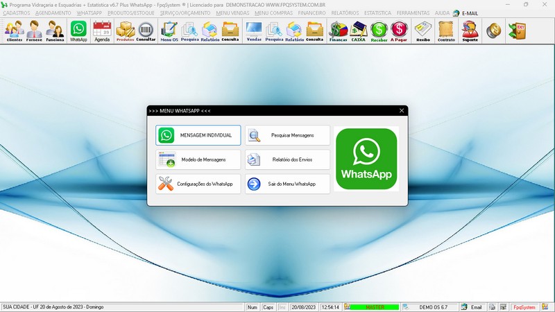 Imagens do Programa Vidra�aria e Esquadria v6.7 Plus