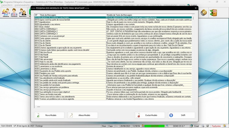 Imagens do Programa Vidra�aria e Esquadria v6.7 Plus