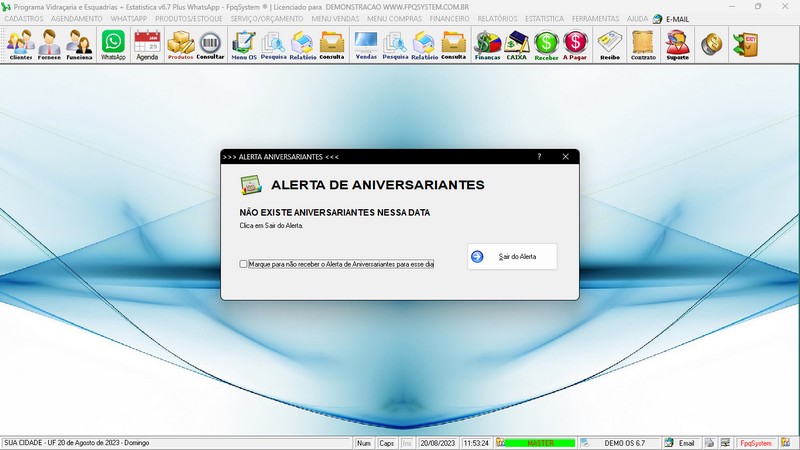 Imagens do Programa Vidra�aria e Esquadria v6.7 Plus