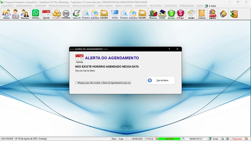 Imagens do Programa Vidra�aria e Esquadria v6.7 Plus