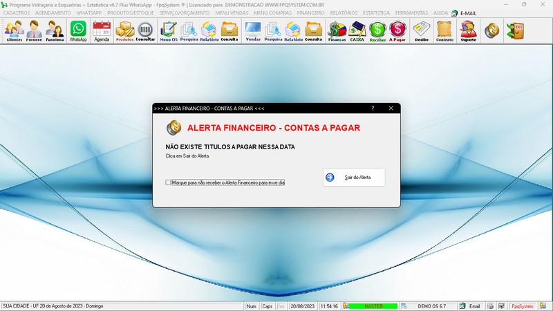 Imagens do Programa Vidra�aria e Esquadria v6.7 Plus