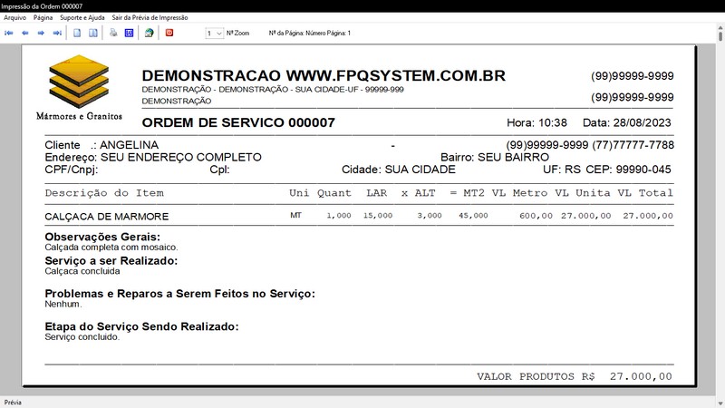 Imagens do Programa Marmoraria v6.8 Plus