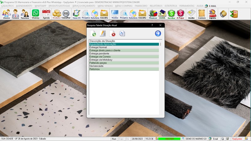 Imagens do Programa Marmoraria v6.8 Plus