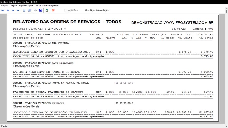 Imagens do Programa Marmoraria v6.8 Plus