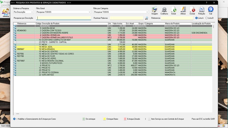 Imagens do Programa Marcenaria v6.9 Plus